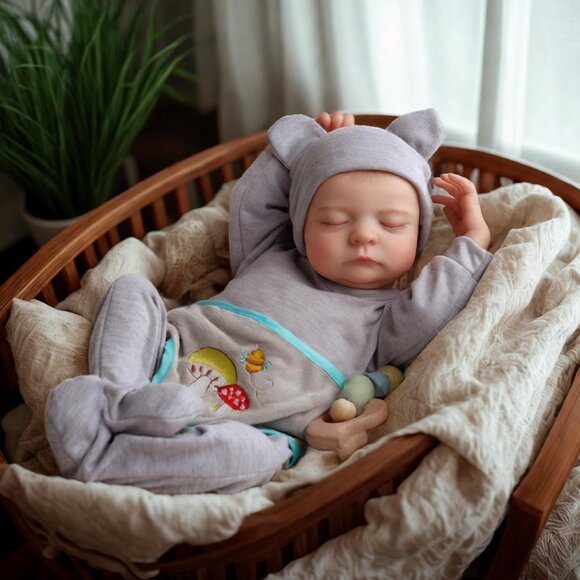 🆕17-Inch Full Body Vinyl Silicone Baby Doll Sleeping Boy with Feeding Toy - Picture 9 of 9